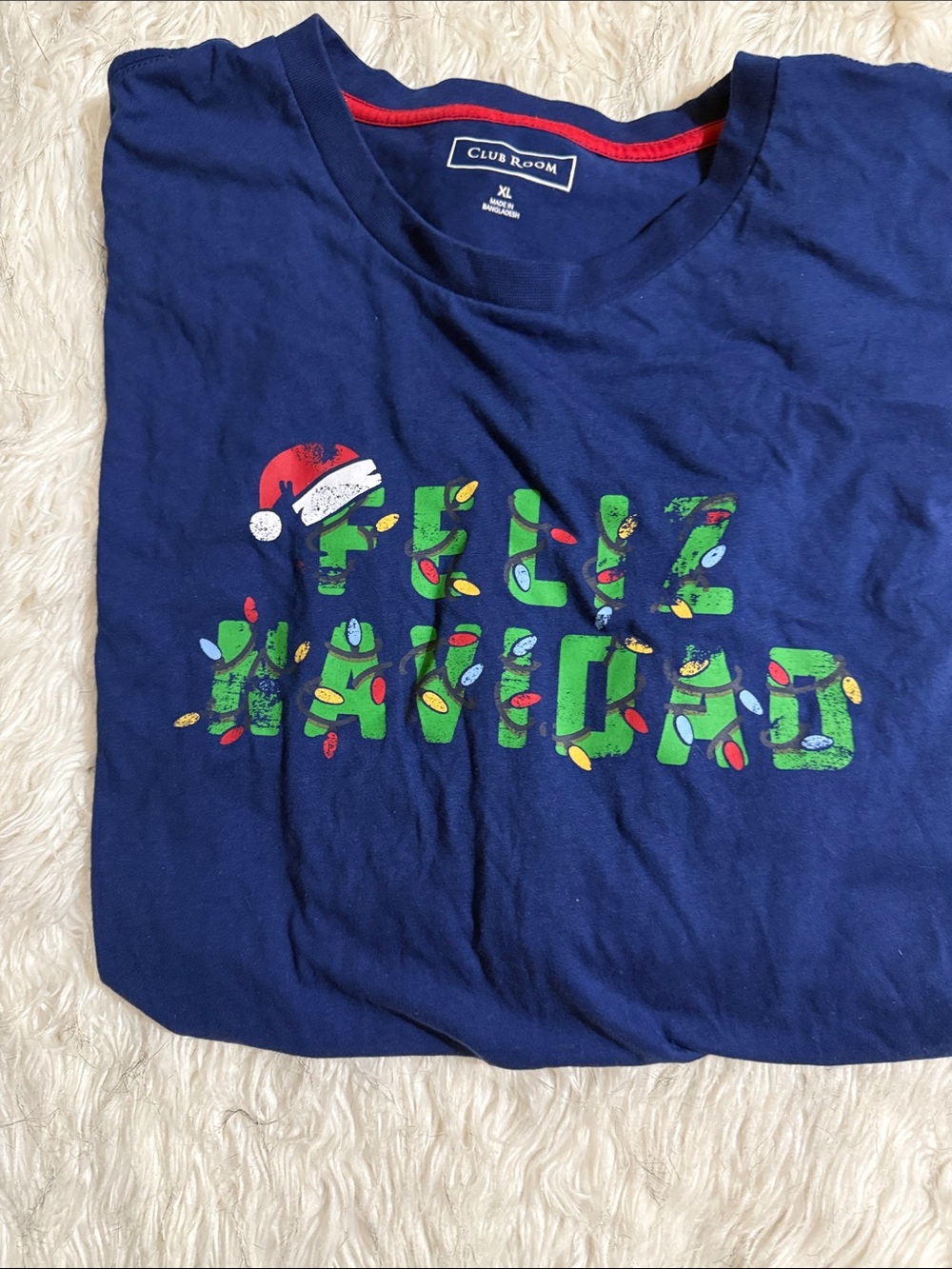 Club Room Navy 'Feliz Navidad' Graphic Tee with Holiday Lights